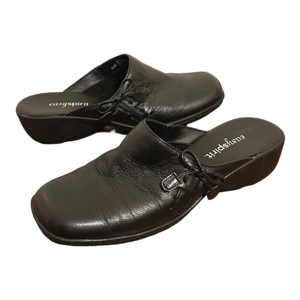 Easy Spirit Black Bow Mules US 6.5